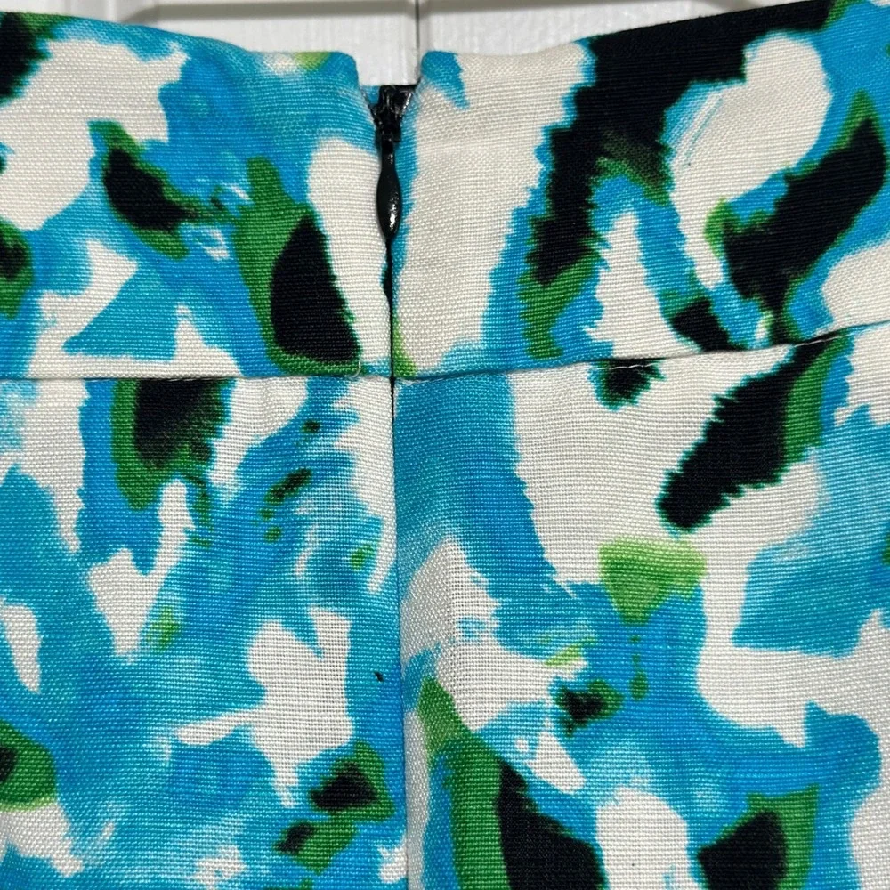 Calvin Klein Pencil Skirt Women Blue Abstract Linen Bold Modern Plus Size 24W
